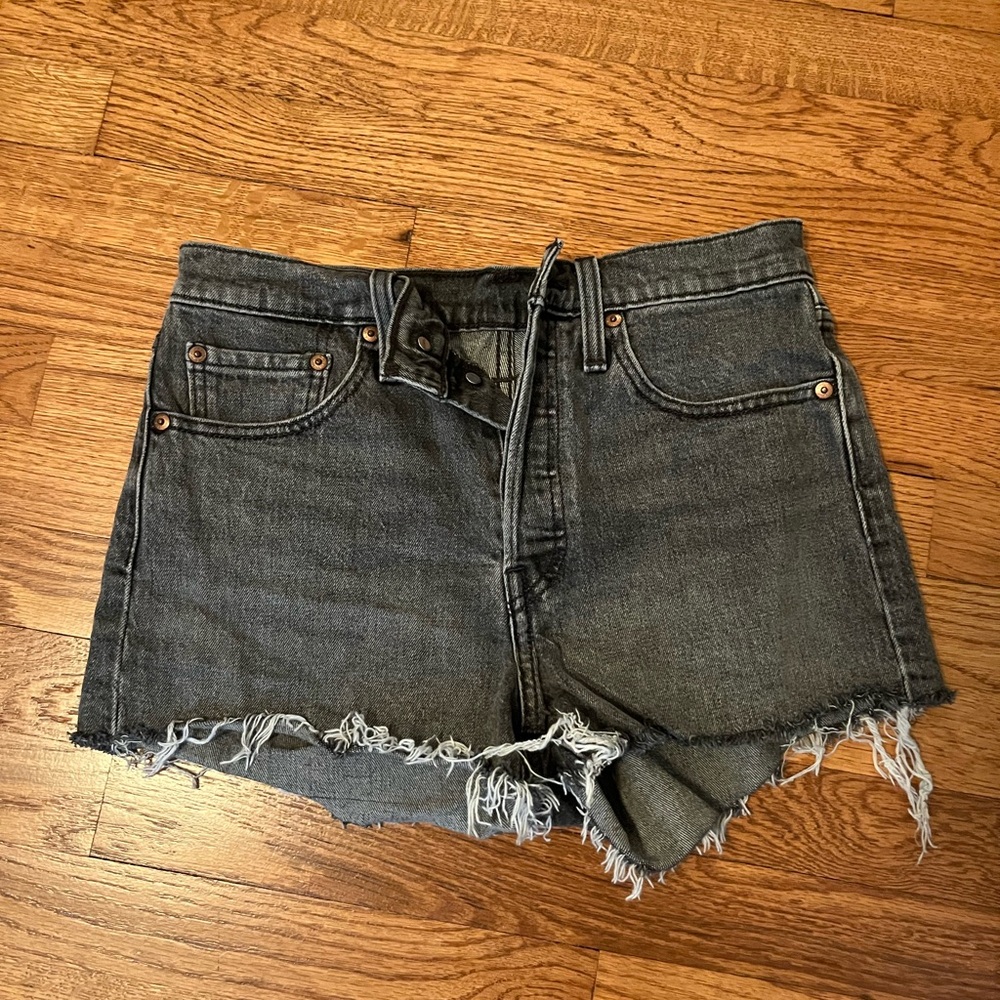 Levi's Black Jean Shorts Distressed Cut-Off Style